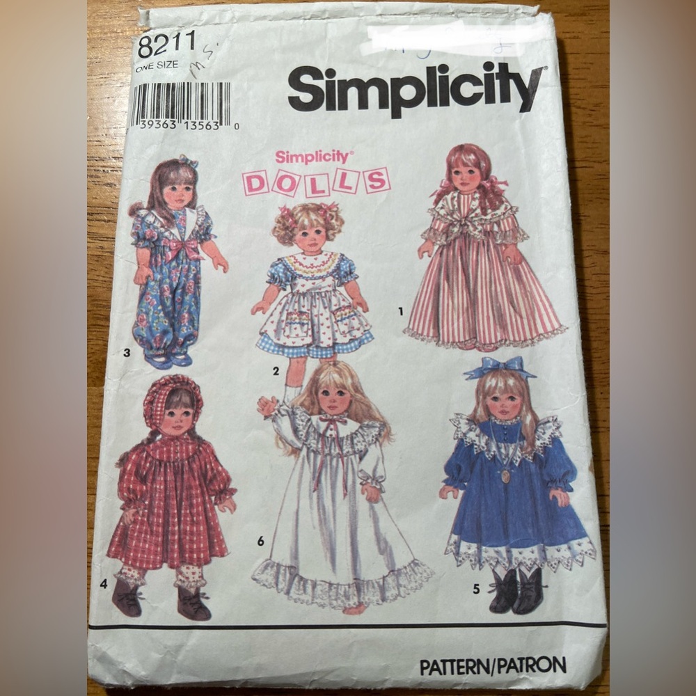 Simplicity Pattern #8211 - 18” Doll Clothing